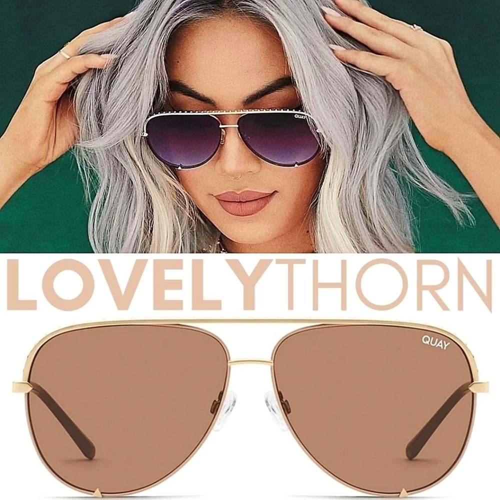 QUAY // ltd ed rivet detail gold frames with tan lenses aviator sunglass…